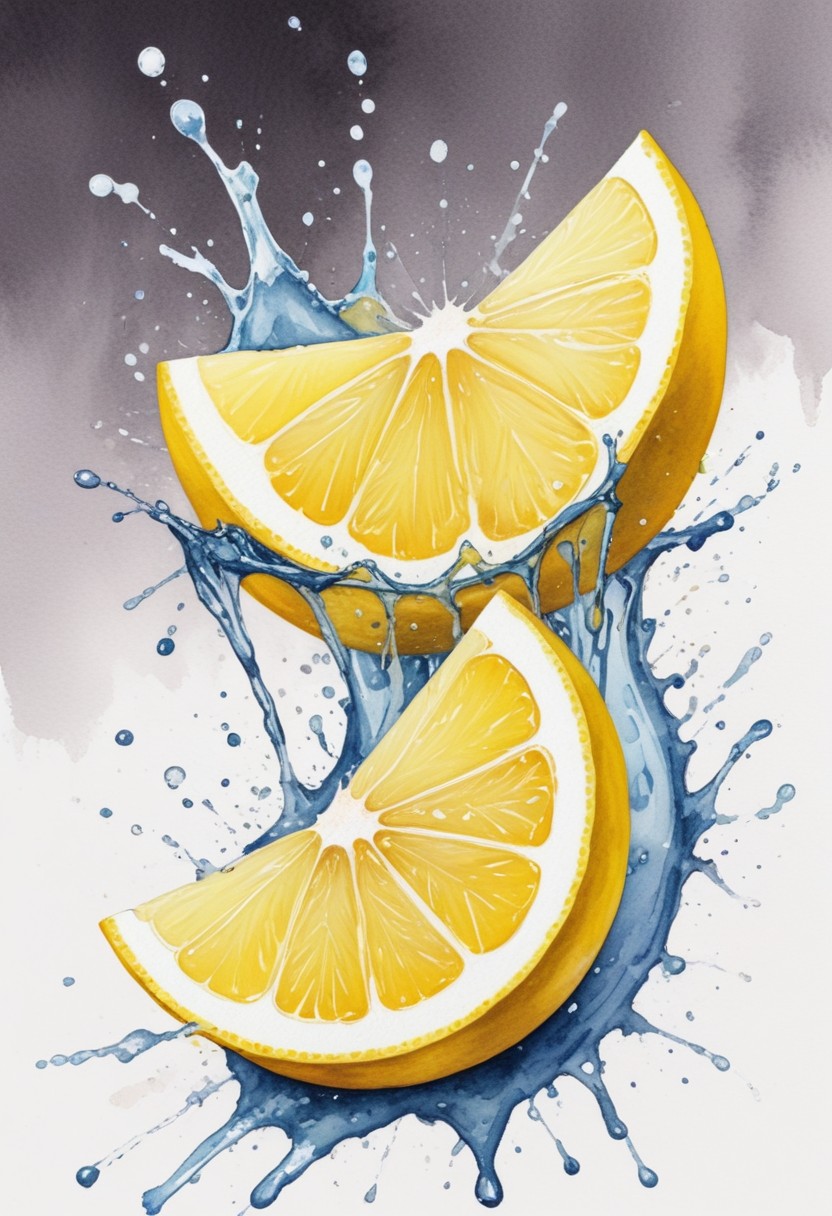 Lemon slices splashing in water Lemon slices splashing in water