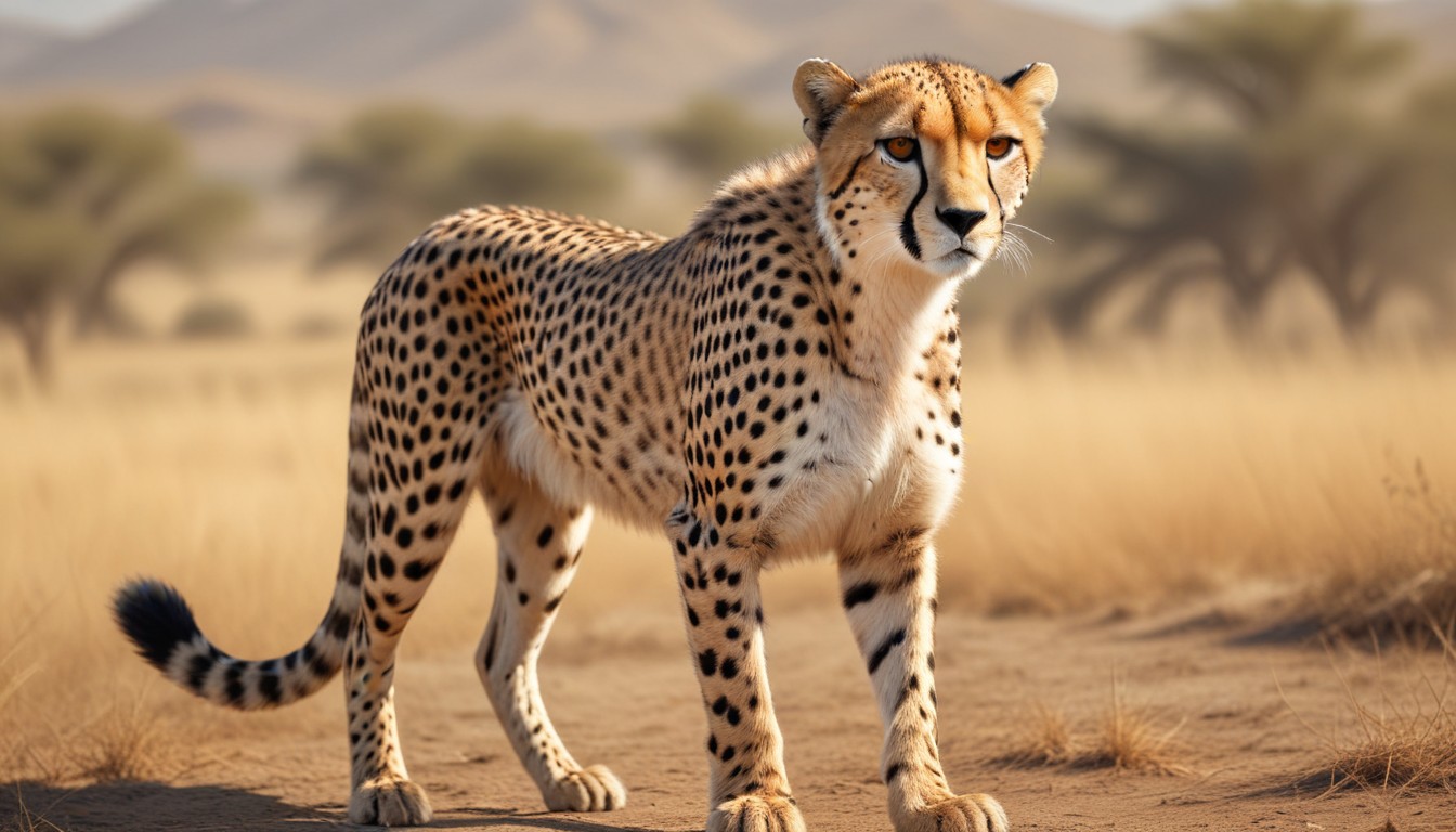 Cheetah standing in african savanna Cheetah standing in african savanna