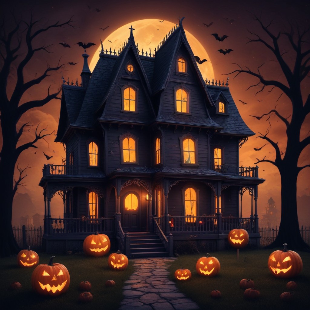 Haunted house on halloween night Haunted house on halloween night