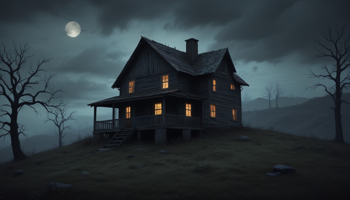 Lonely house under moonlight Lonely house under moonlight