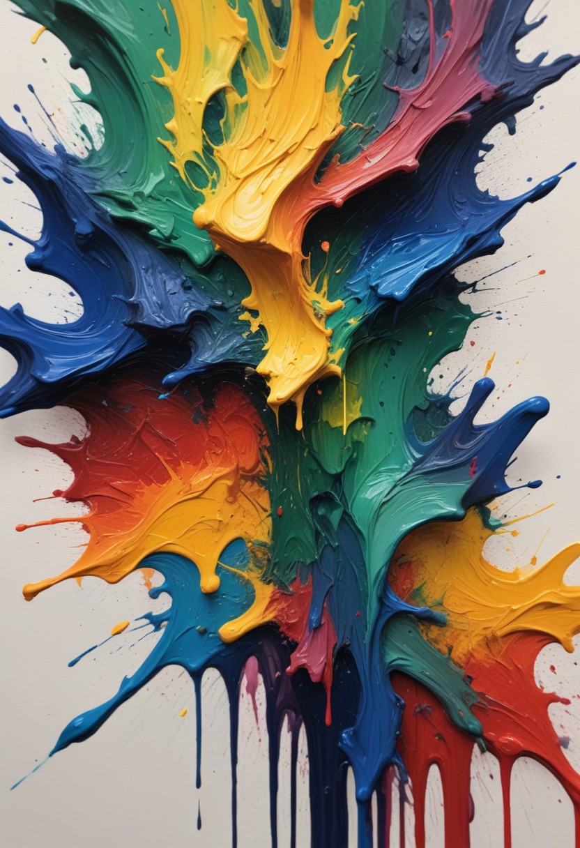 Colorful paint splashes on white canvas Colorful paint splashes on white canvas