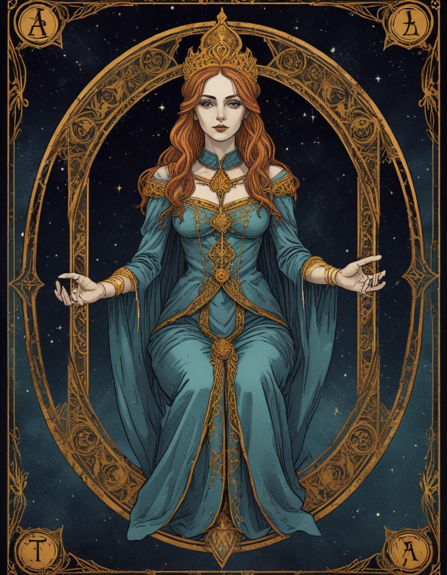 Queen in gold frame with starry background Queen in gold frame with starry background