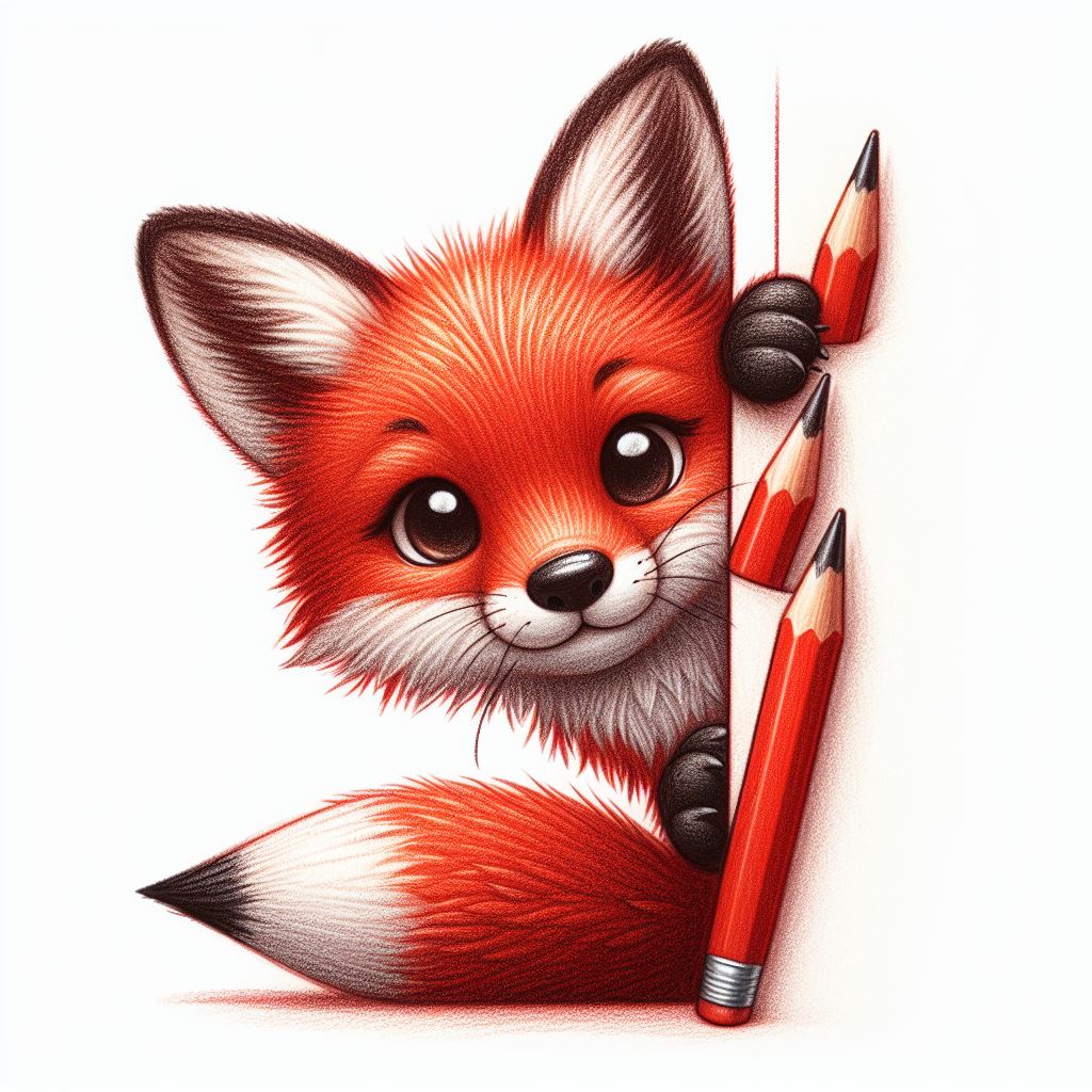 Fox peeking behind pencils Fox peeking behind pencils