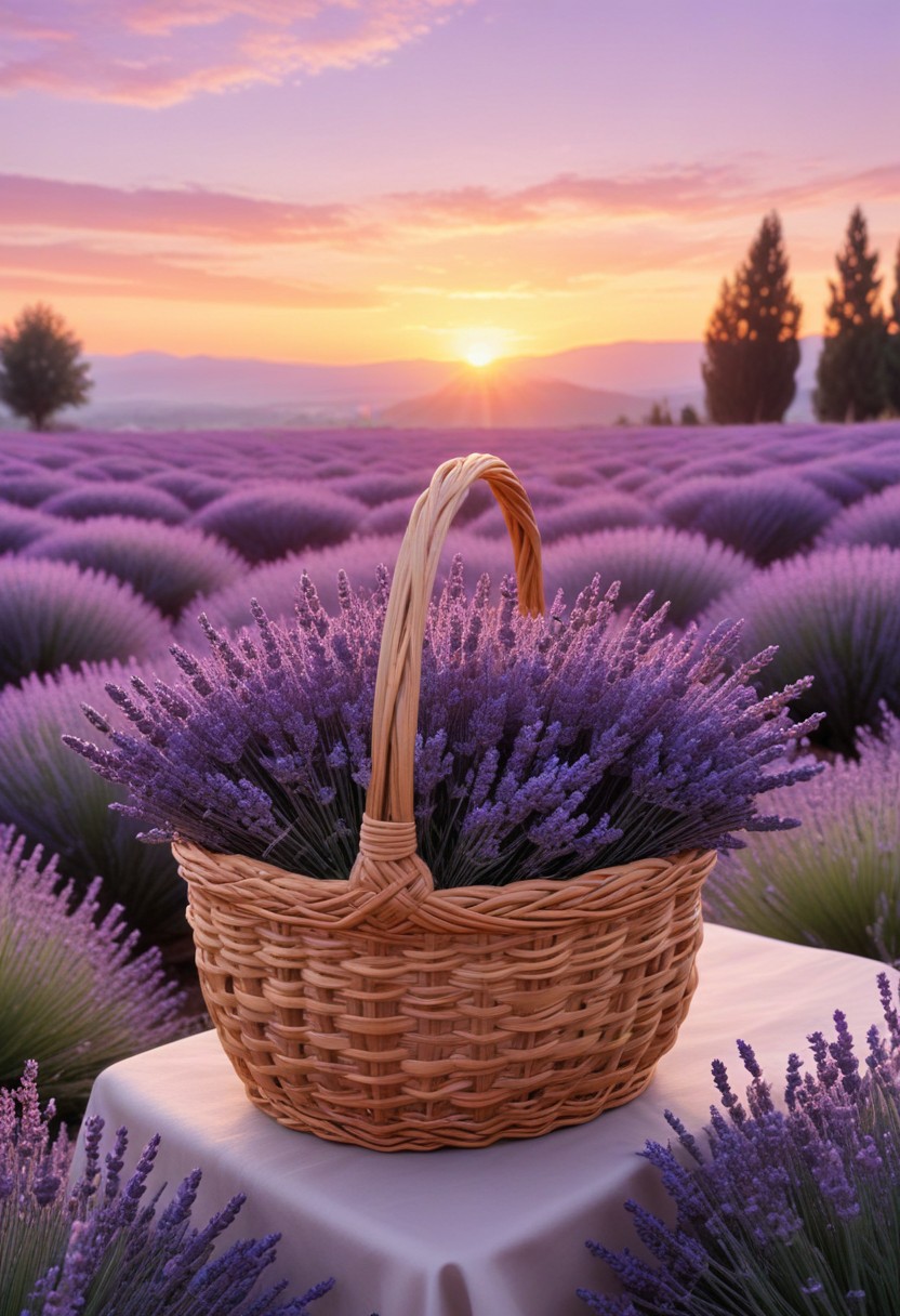Lavender basket at sunset Lavender basket at sunset