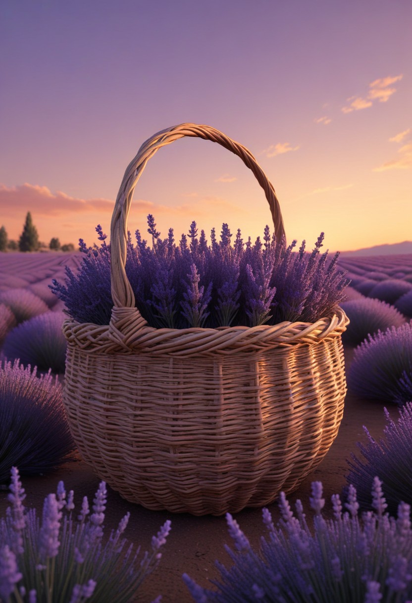 Lavender basket at sunset Lavender basket at sunset