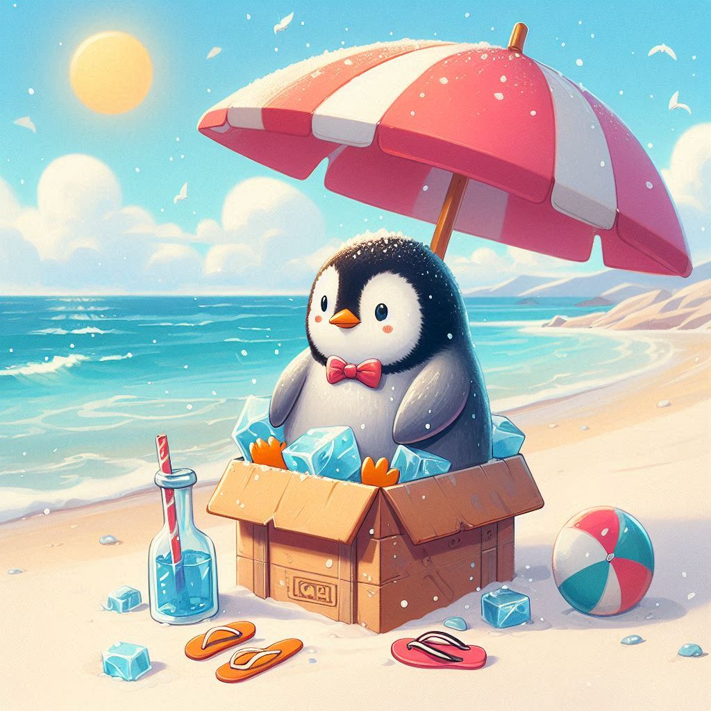 Penguin relaxing on the beach Penguin relaxing on the beach