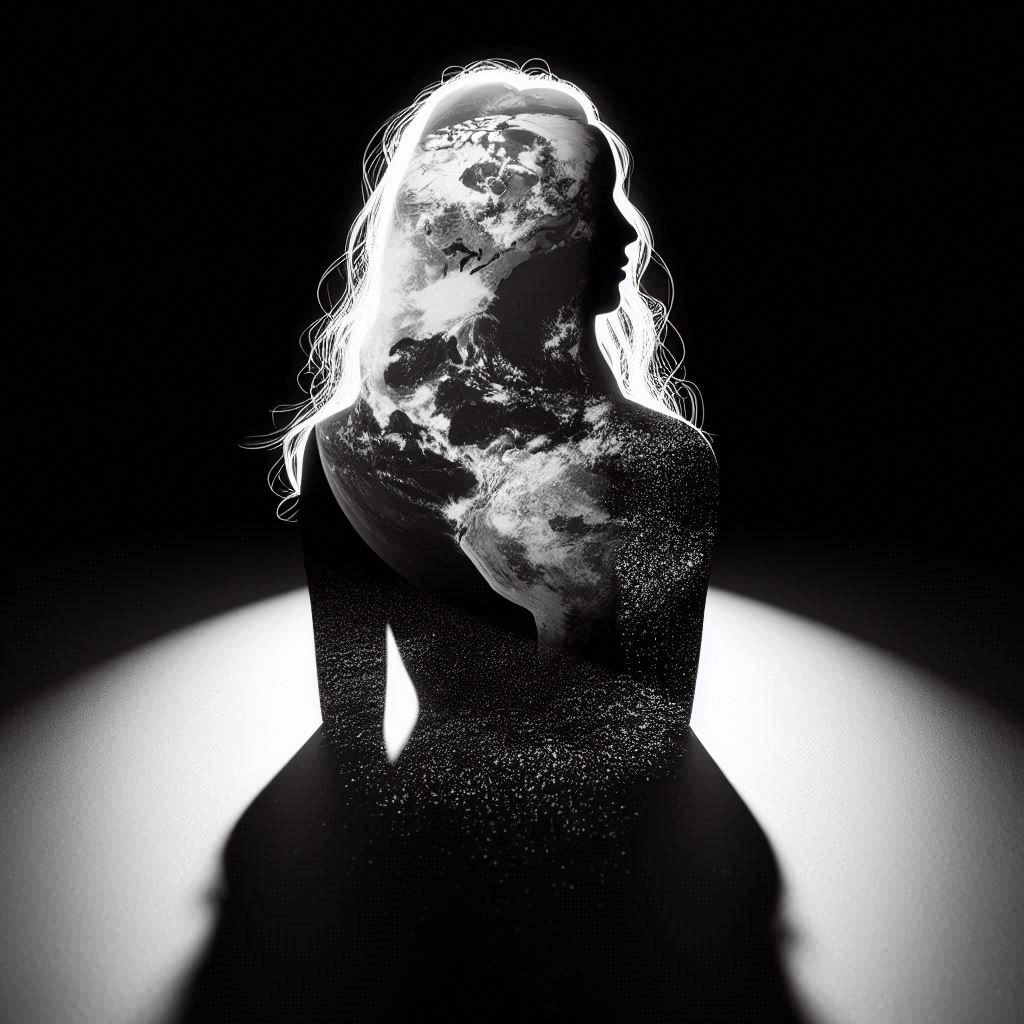 Woman with earth silhouette Woman with earth silhouette