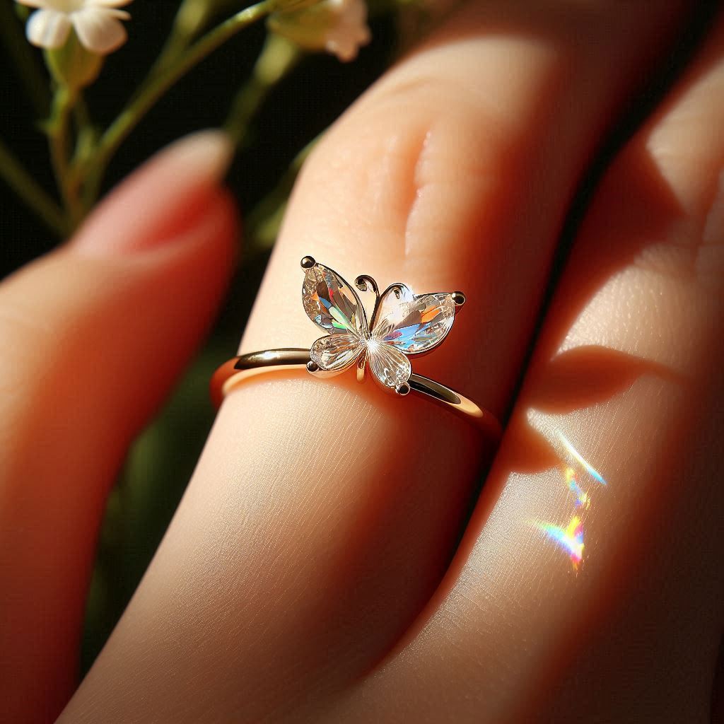 Butterfly ring on finger Butterfly ring on finger
