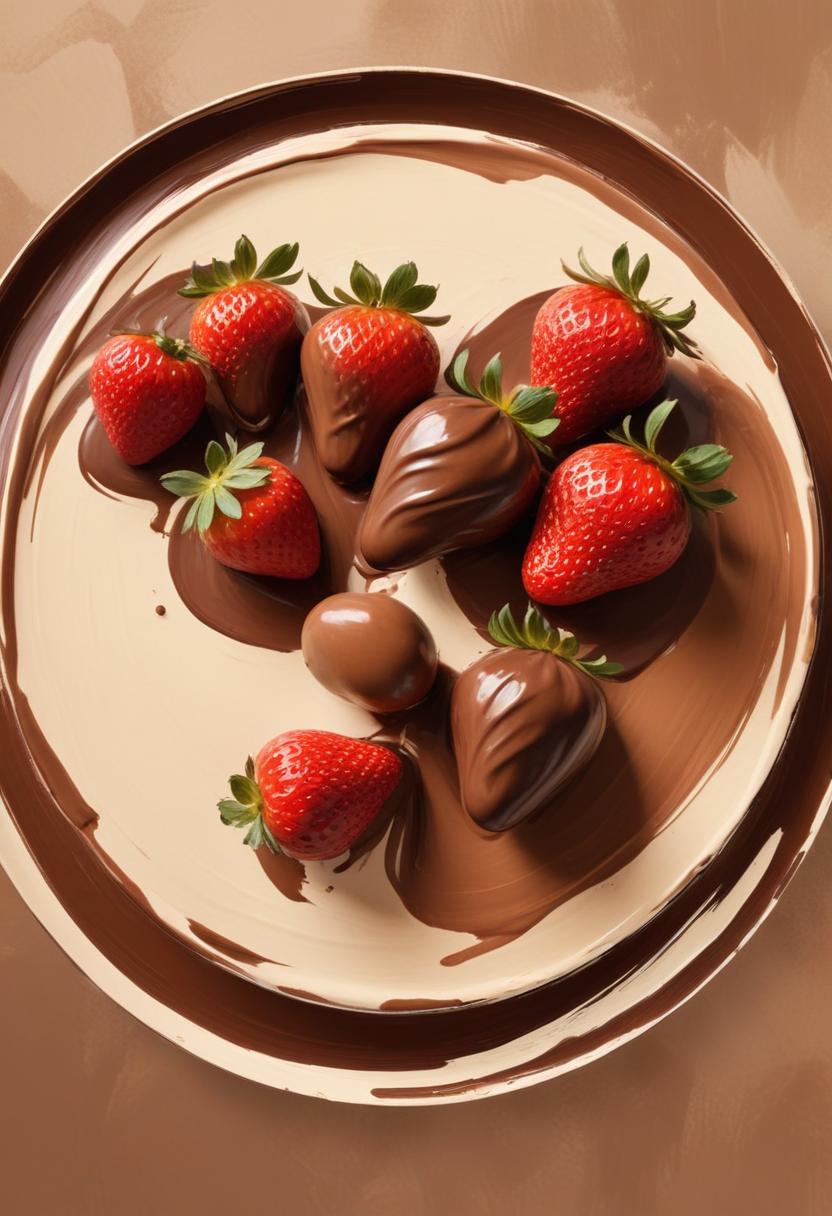 Chocolate-covered strawberries on plate Chocolate-covered strawberries on plate
