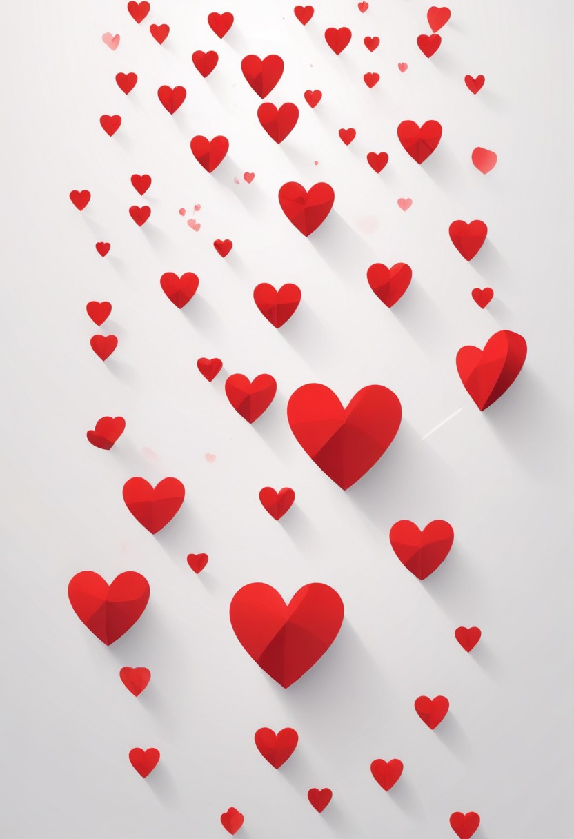 Red hearts falling on white background Red hearts falling on white background