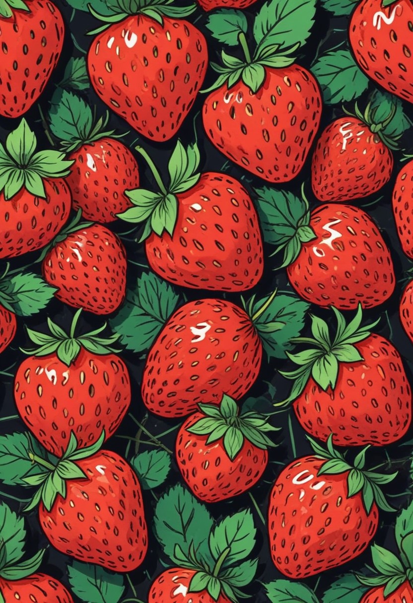 Red ripe strawberries in green foliage Red ripe strawberries in green foliage