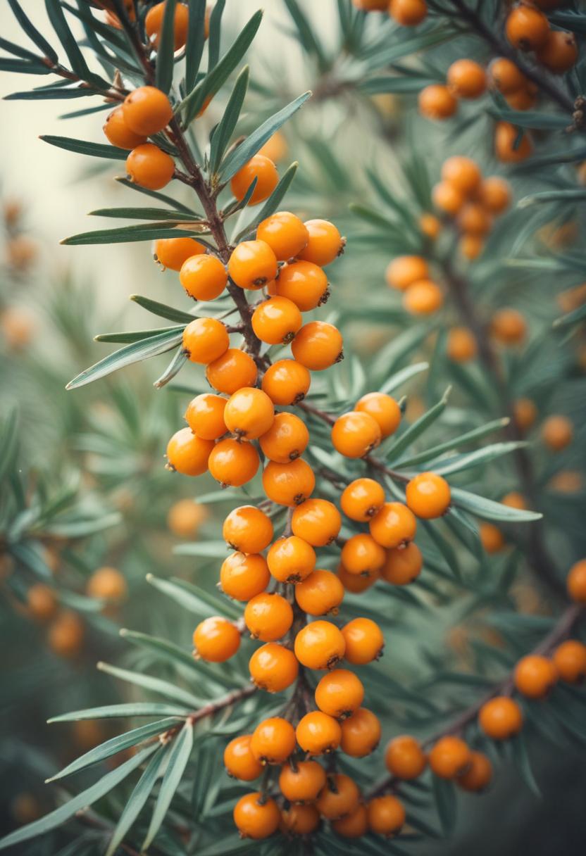 Sea buckthorn berries on branch Sea buckthorn berries on branch