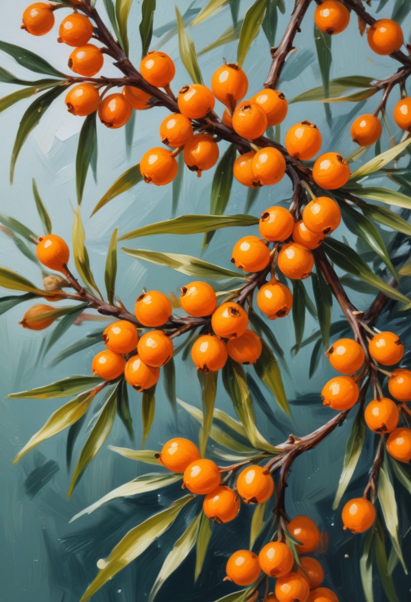 Sea buckthorn berries on a branch Sea buckthorn berries on a branch