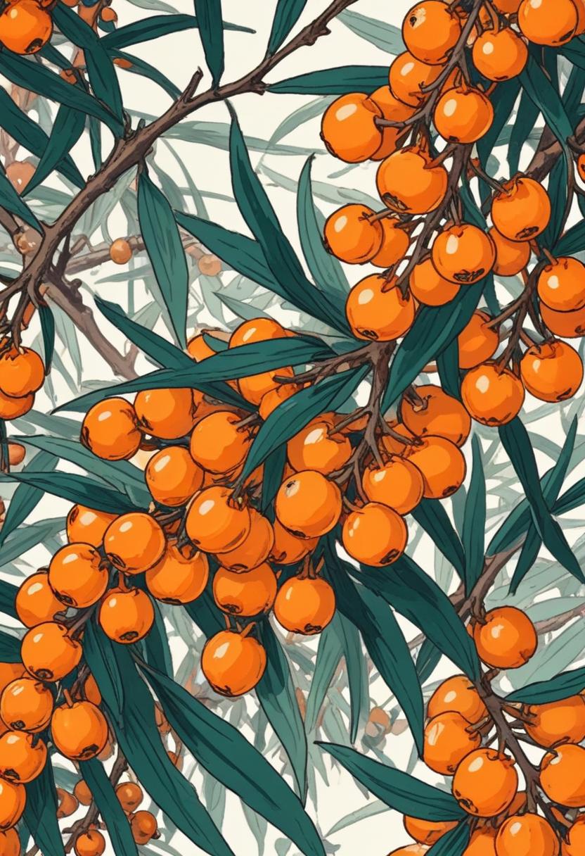 Sea buckthorn berries on branch Sea buckthorn berries on branch