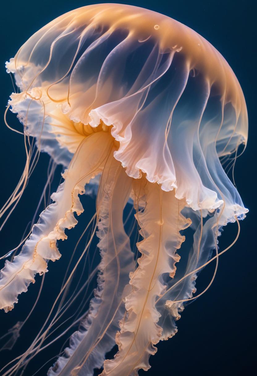 Close-up of a jellyfish in the ocean Close-up of a jellyfish in the ocean