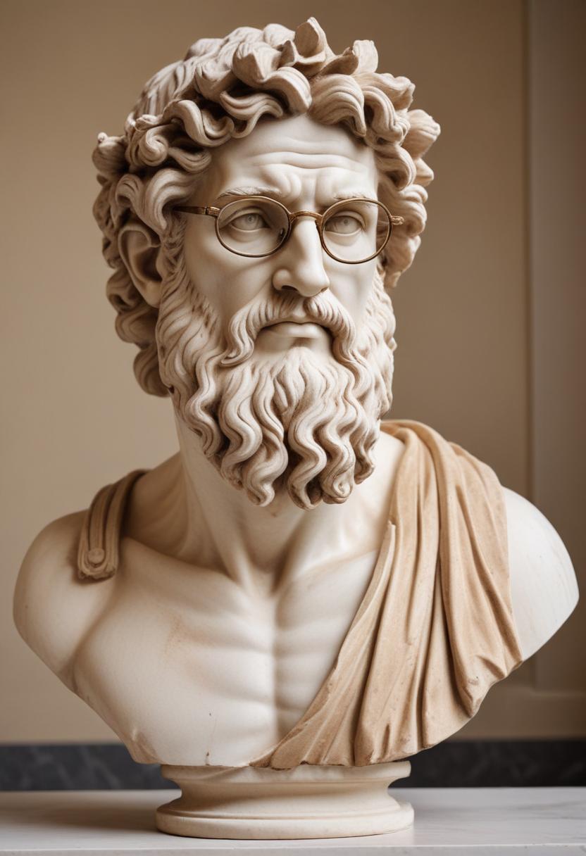 Marble bust of a man with glasses Marble bust of a man with glasses