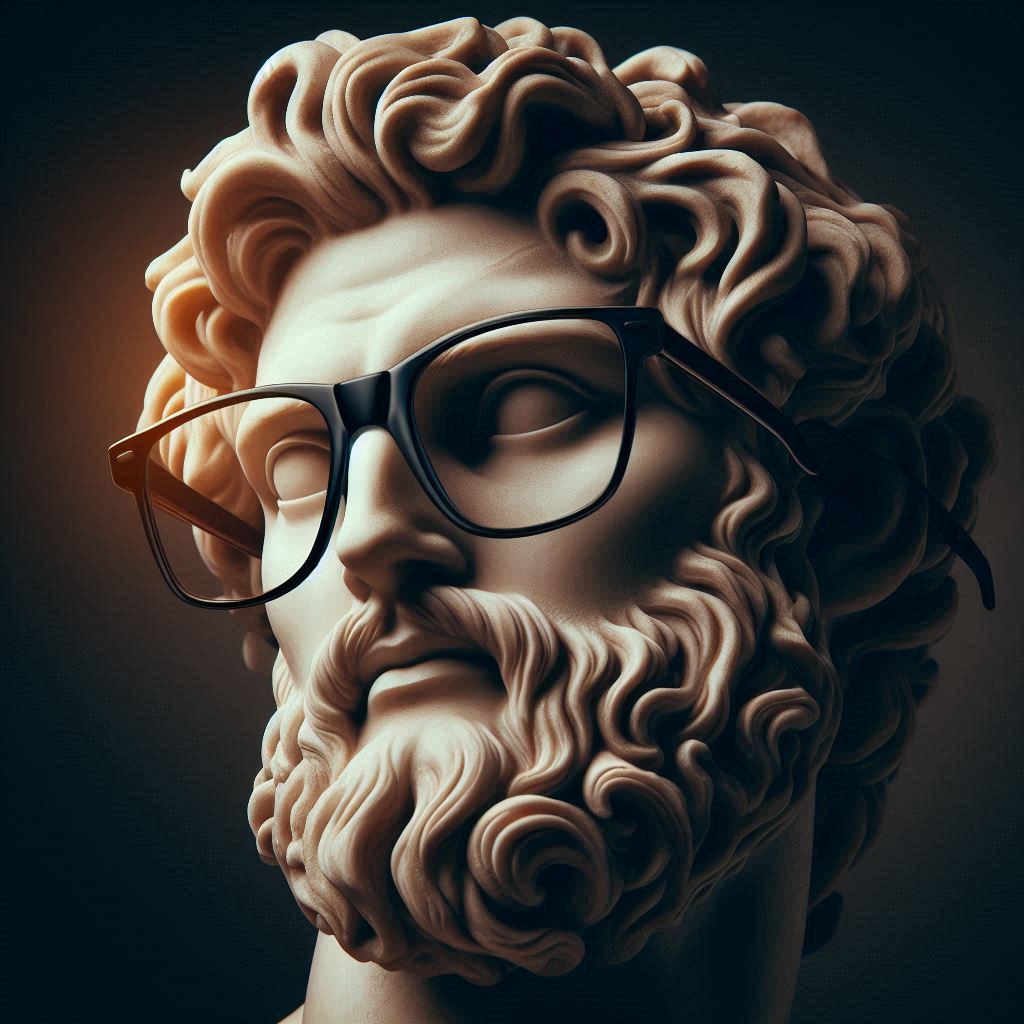 Marble bust wearing glasses Marble bust wearing glasses