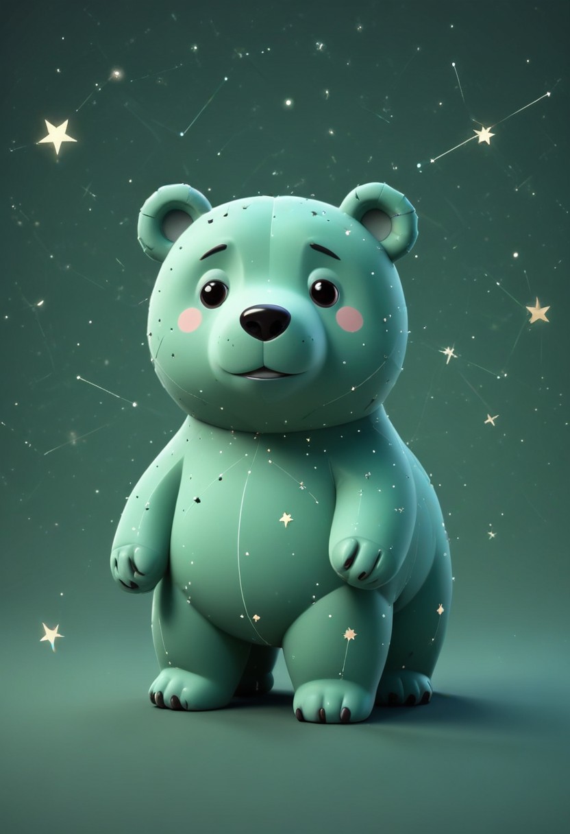 Green bear under night sky Green bear under night sky