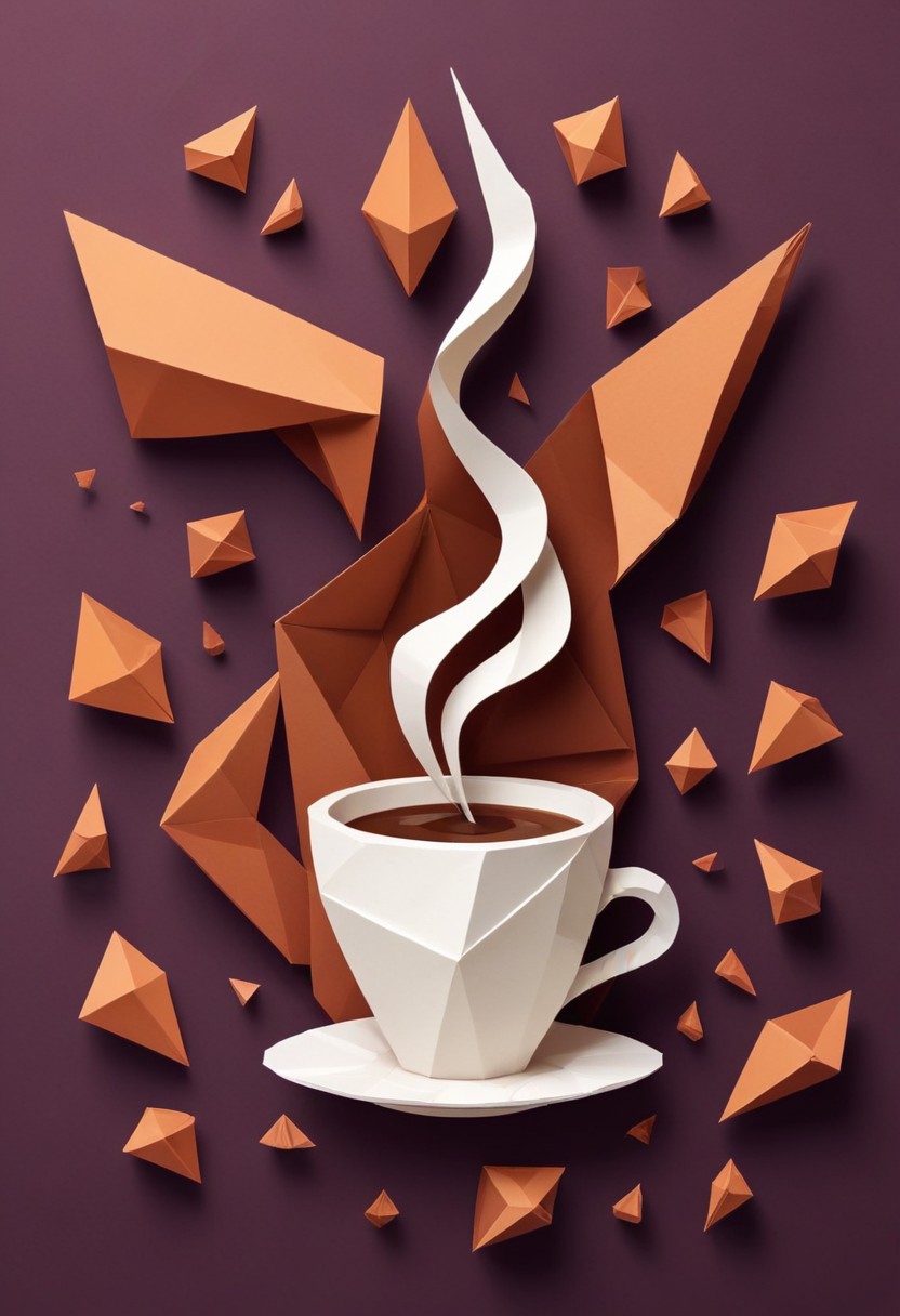 Paper coffee cup with steam and shapes Paper coffee cup with steam and shapes