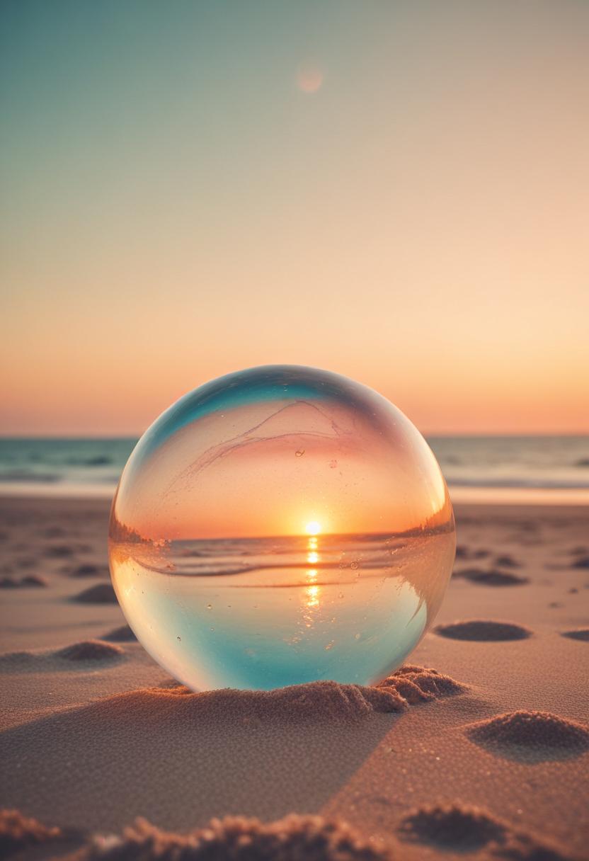 Crystal ball sunset on beach Crystal ball sunset on beach