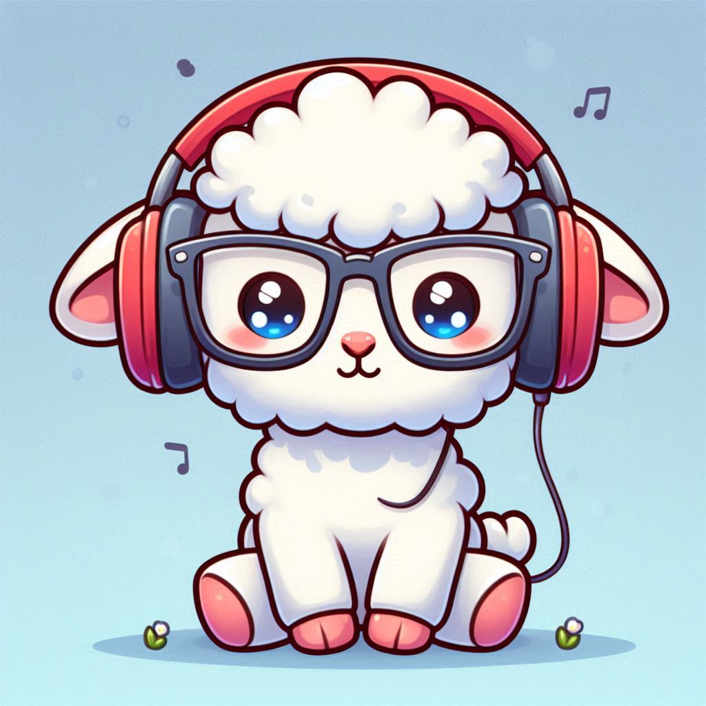 Cute sheep wearing headphones Cute sheep wearing headphones