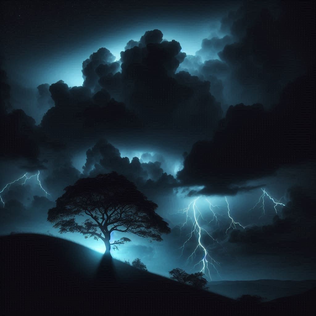 Lightning storm over a tree Lightning storm over a tree