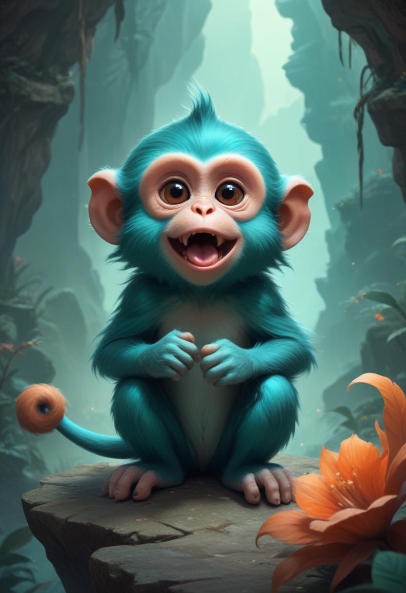 Blue monkey sitting on rock Blue monkey sitting on rock