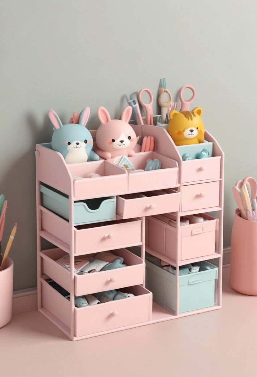 Pink desk organizer with drawers Pink desk organizer with drawers
