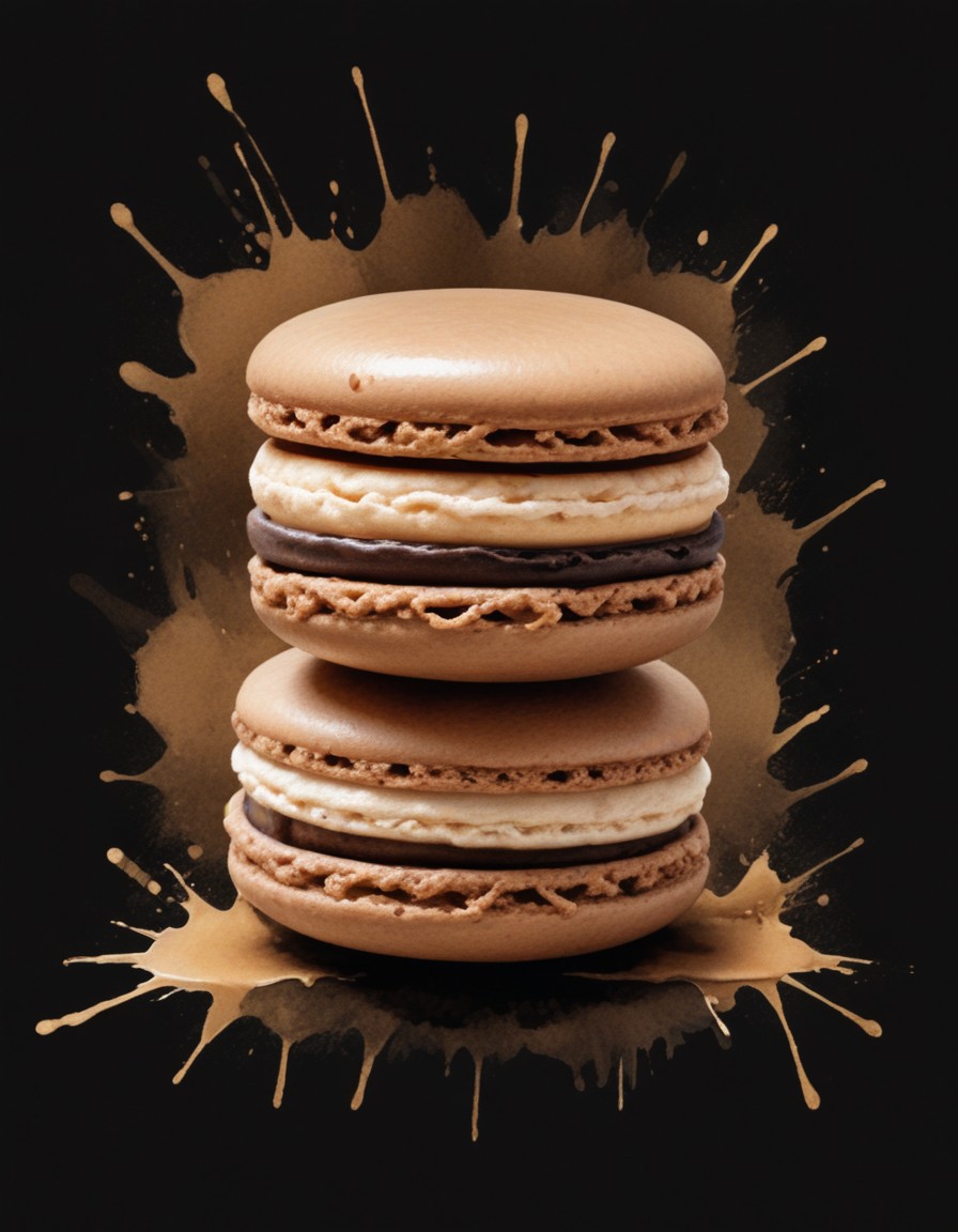 Chocolate macarons with splashes Chocolate macarons with splashes