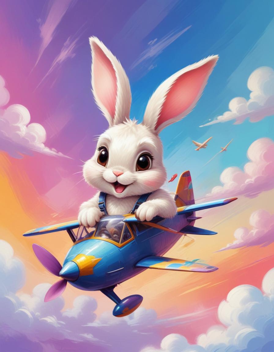 Bunny pilot flying plane through clouds Bunny pilot flying plane through clouds