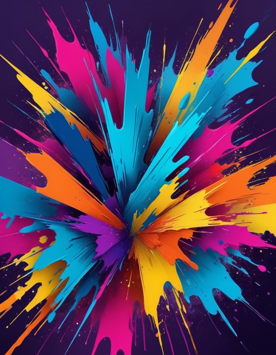 Colorful paint splashes on a purple background Colorful paint splashes on a purple background