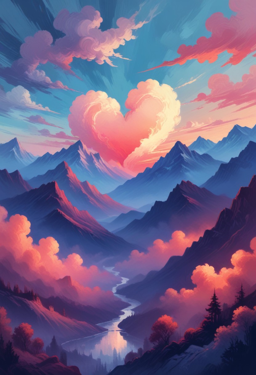 Heart shaped cloud over mountains Heart shaped cloud over mountains