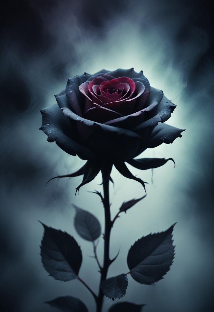 Black rose in fog Black rose in fog