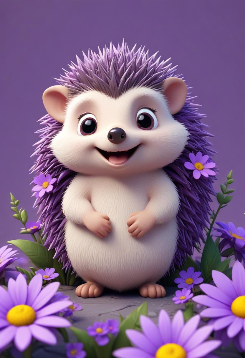 Smiling hedgehog in flowers Smiling hedgehog in flowers