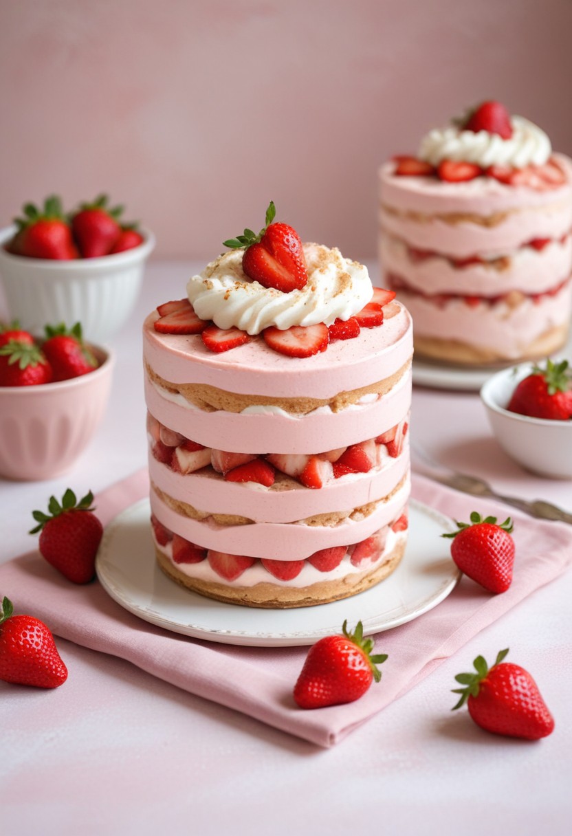 Strawberry cake with whipped cream Strawberry cake with whipped cream