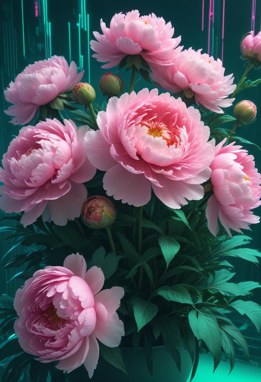 Pink peonies in bloom Pink peonies in bloom