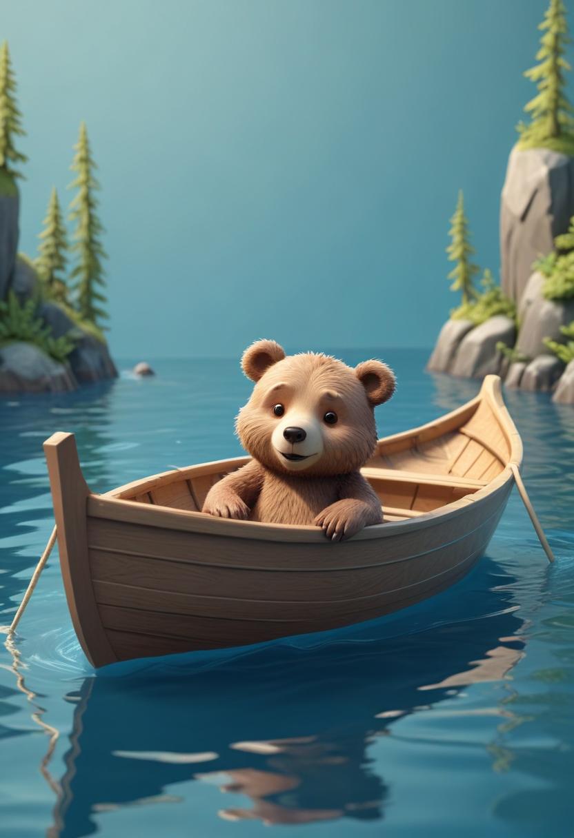 Bear boating in a wooden rowboat Bear boating in a wooden rowboat