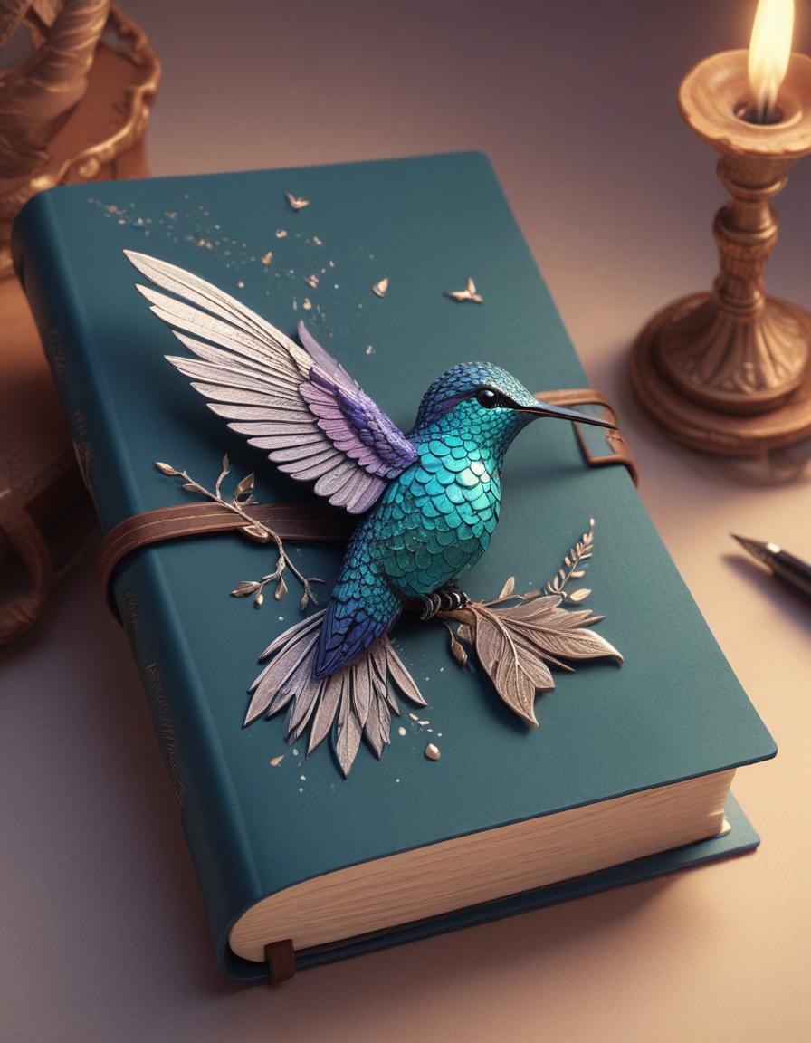 Teal book with hummingbird decoration Teal book with hummingbird decoration