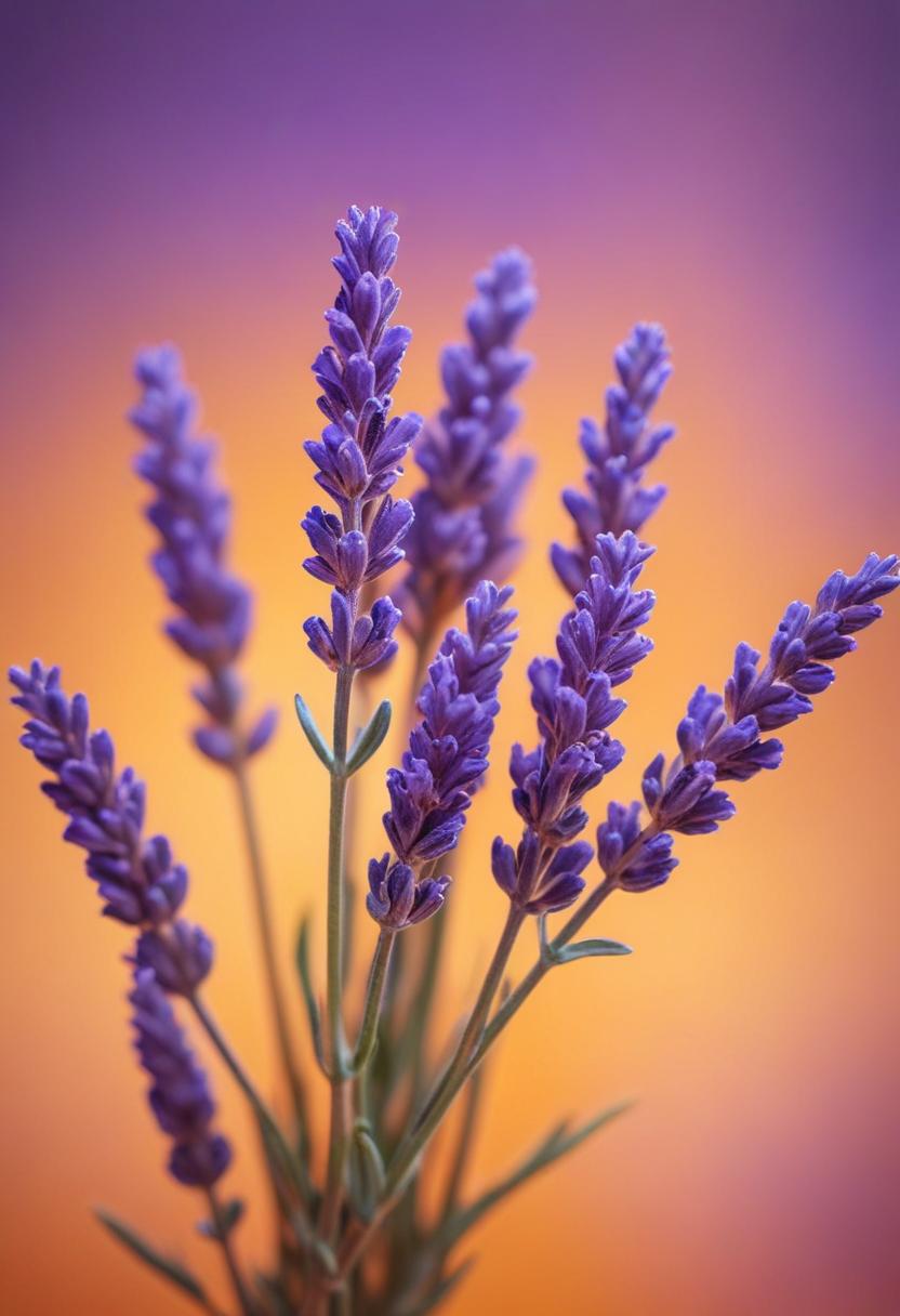 Lavender blooms against sunset Lavender blooms against sunset