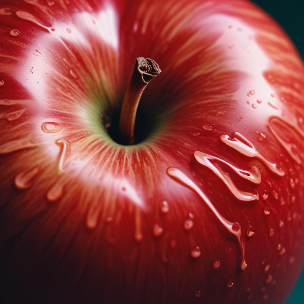 Close-up of red apple with water drops Close-up of red apple with water drops