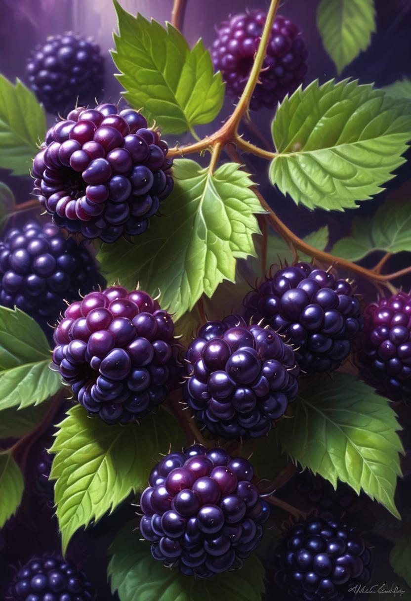 Ripe blackberries on a vine Ripe blackberries on a vine