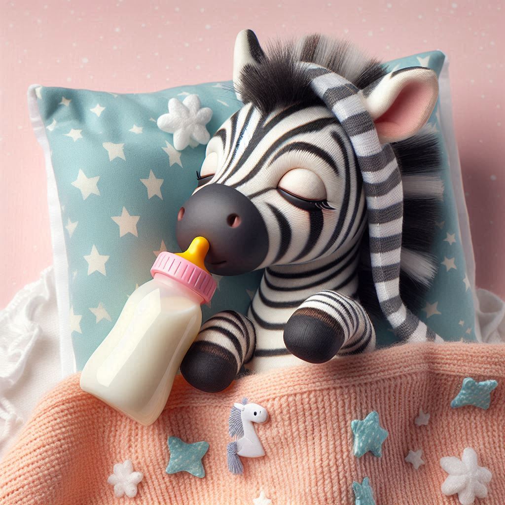 Sleepy zebra drinking milk Sleepy zebra drinking milk