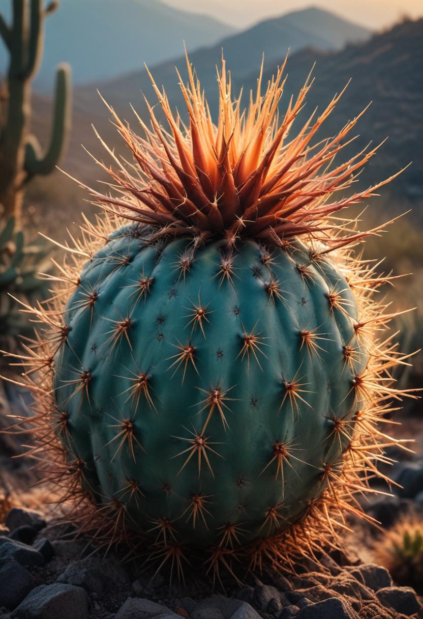Prickly cactus in desert landscape Prickly cactus in desert landscape