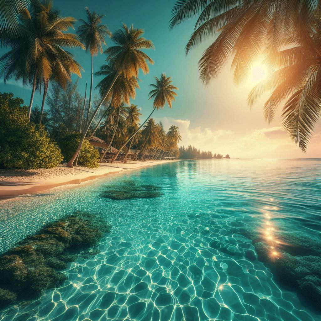 Tropical beach sunset Tropical beach sunset