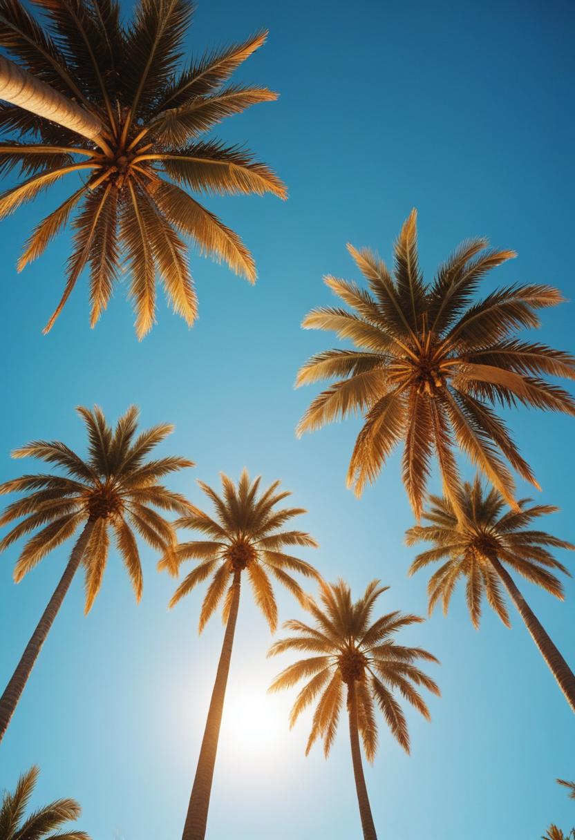 Palm trees against blue sky Palm trees against blue sky