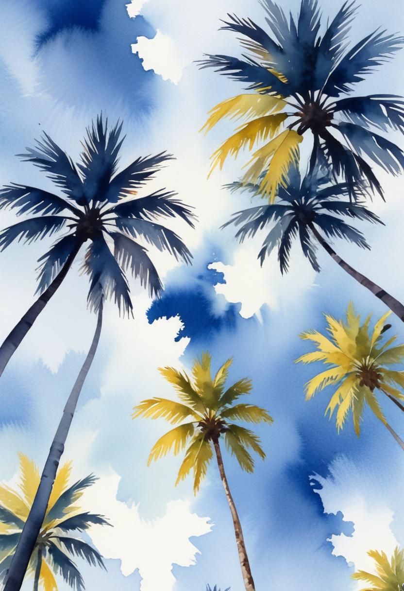 Palm trees against blue sky Palm trees against blue sky