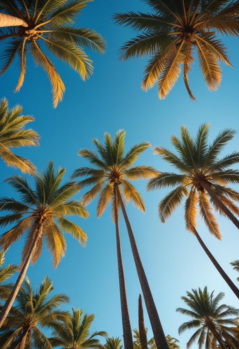 Palm trees against blue sky Palm trees against blue sky