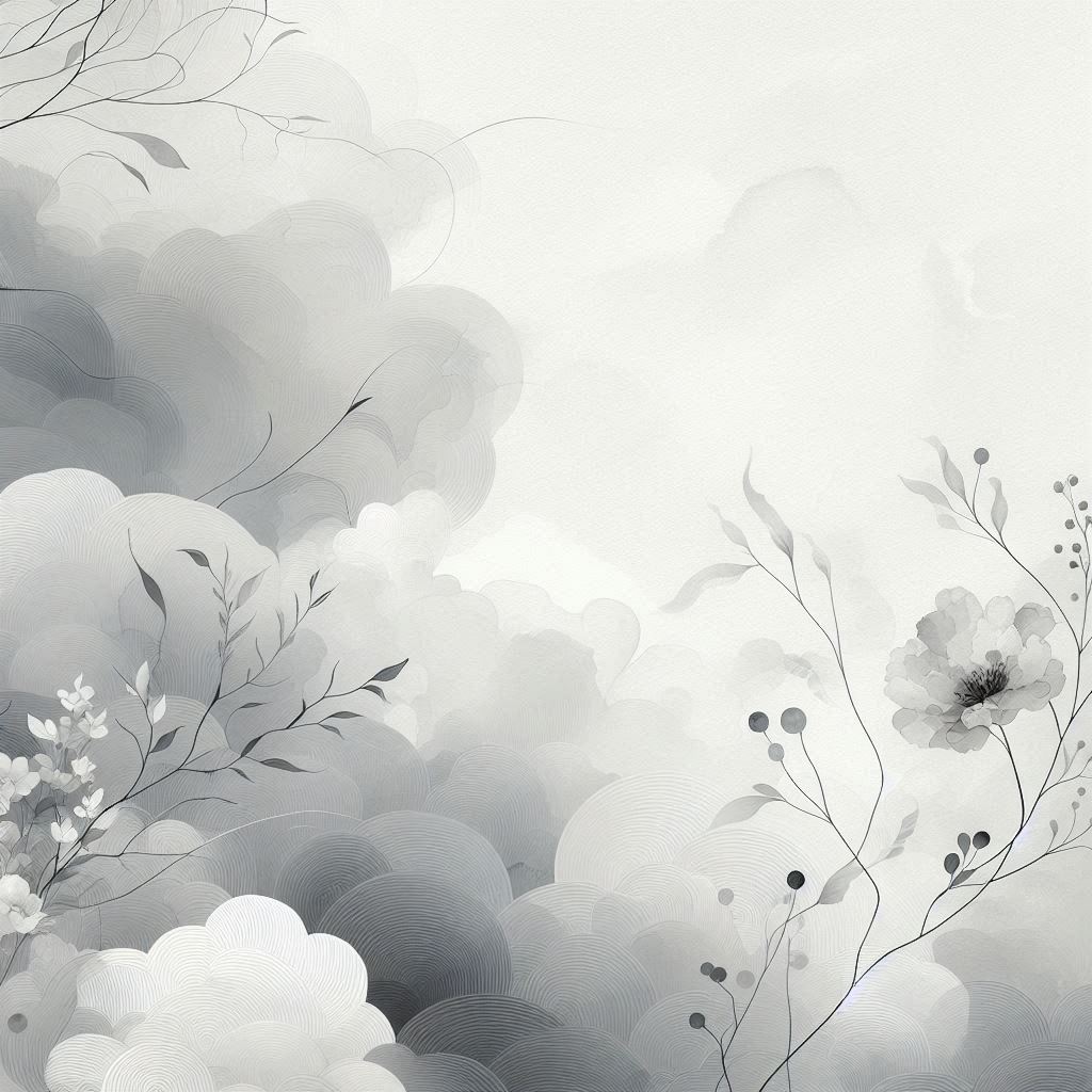 Black and white floral watercolor clouds Black and white floral watercolor clouds