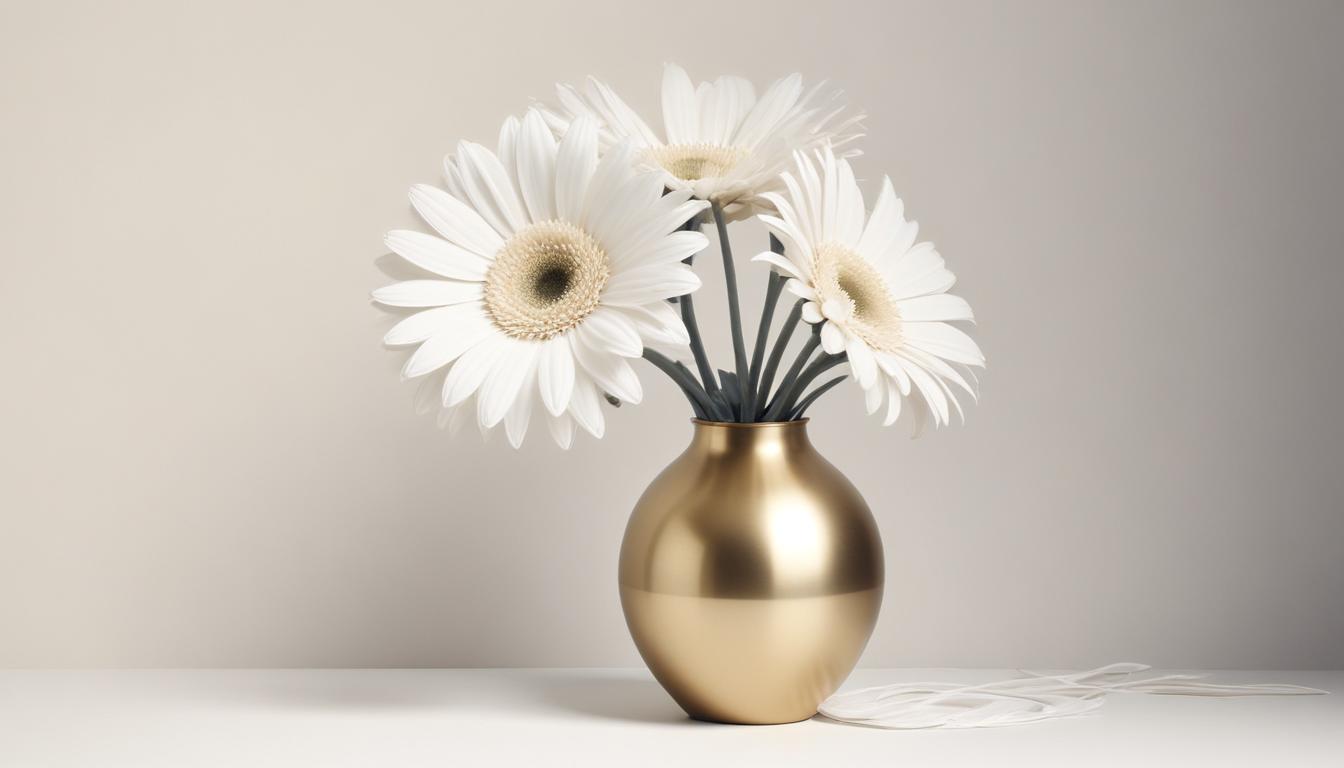 White daisies in a gold vase White daisies in a gold vase