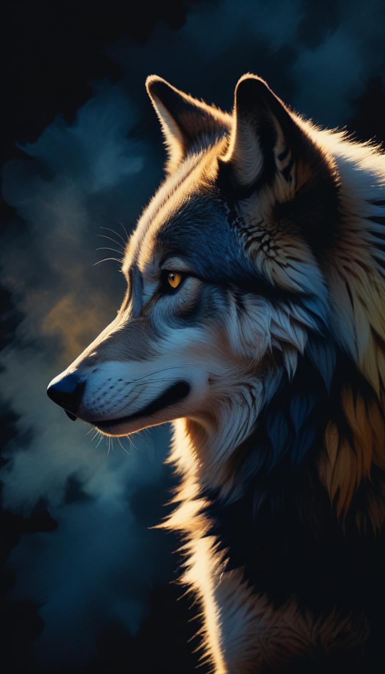 Wolf portrait in twilight Wolf portrait in twilight